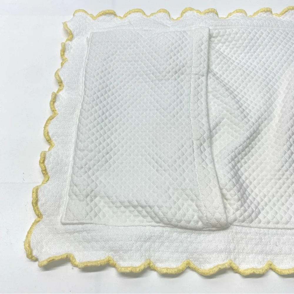 Pottery Barn Kids White Quilted Pillow Sham With Yellow Trim Baby Room Cozy Soft
